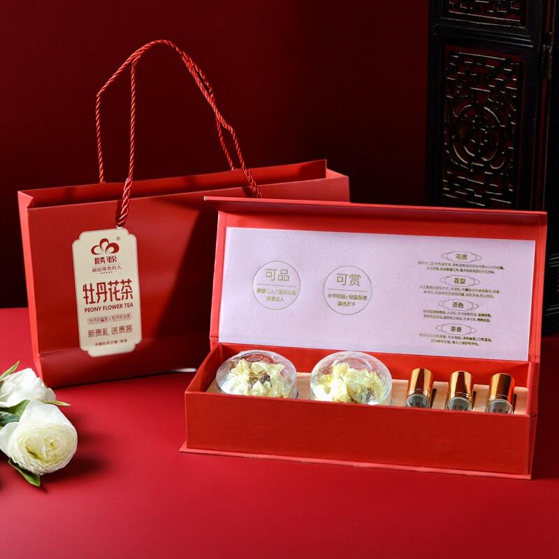 菏泽特产麟源牡丹茶丹凤牡丹花茶花蕊花朵组合茶精致伴手礼小礼盒