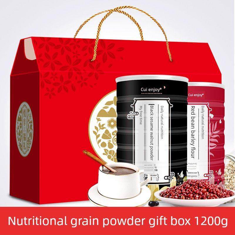【礼盒】黑芝麻、核桃、桑葚、红豆、大麦粉中老年人早餐2罐1200g,咖啡/麦片/冲饮,天然粉粉食品,淘宝优惠券,粉丝福利购,淘宝优惠卷