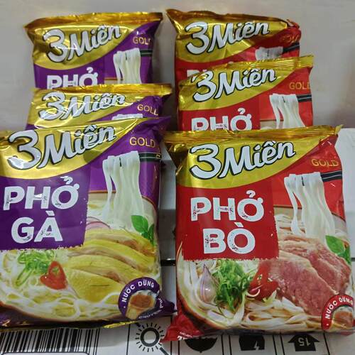 Gold 3Mien Pho Bo Ga越南河粉牛肉鸡肉金装冲泡方便面餐粉75g袋