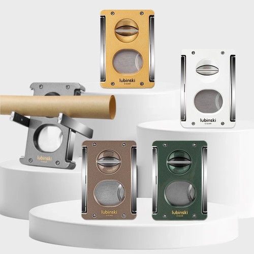 鲁宾斯基雪茄剪刀四合一多功能大口径V平剪开孔器茄托送皮套礼盒