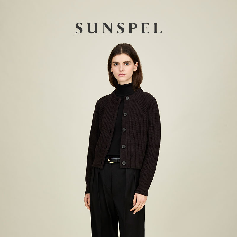 SUNSPEL女士秋冬圆领针织开衫