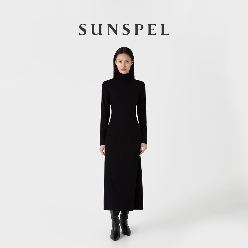 SUNSPEL女士早秋棉质针织连衣裙