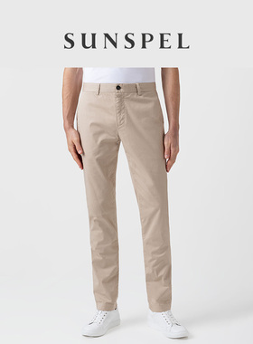 SUNSPEL男士春季棉斜纹布修身直筒休闲裤长裤