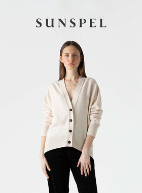 【特享6折】SUNSPEL女士秋冬羊毛V领针织衫 落肩开衫外套