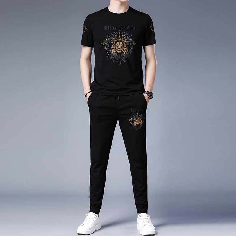 LUXURY PIG运动休闲两件套装男士中青年新款短袖长裤T恤潮流T111