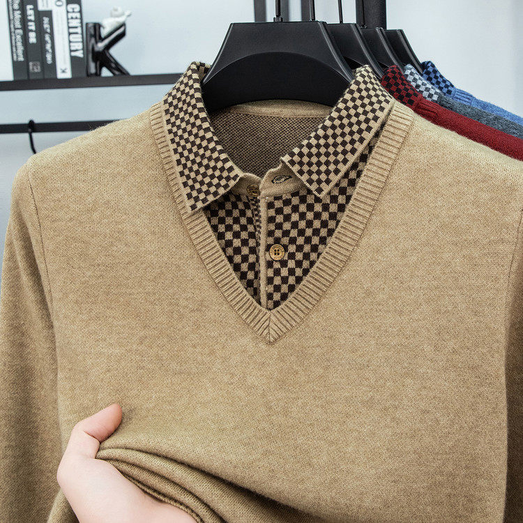 细翻领宽松多口袋青春活力风针织衫/毛衣