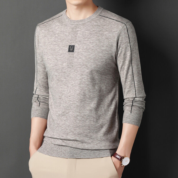 普通毛线圆领修身型青春活力风套头针织衫/毛衣