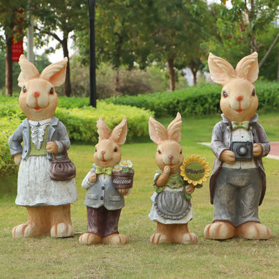 玻璃钢雕塑彼得兔公仔园林景观摆设花园庭院草坪装饰卡通兔子摆件