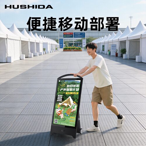 互视达便携式LCD全贴合户外广告机内置电池防水一体移动电子水牌