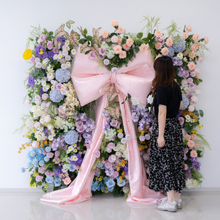 背景壁挂网红墙拍照打卡仿真花花墙 饰 网红款 莫奈风蝴蝶结花艺装