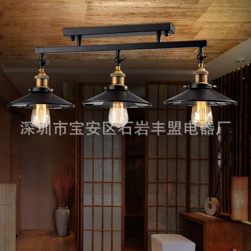 美式北欧创意复古工业风吸顶灯个性餐厅过道书房镜面三头造型壁灯