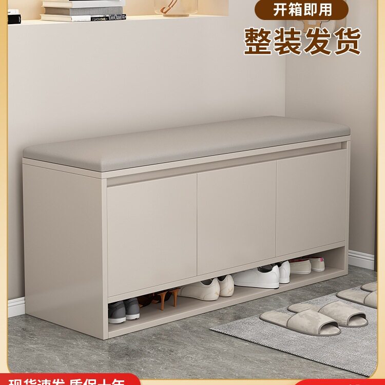 实木换鞋凳进门鞋架可坐式穿鞋凳现代轻奢小型鞋柜门口软包长凳子