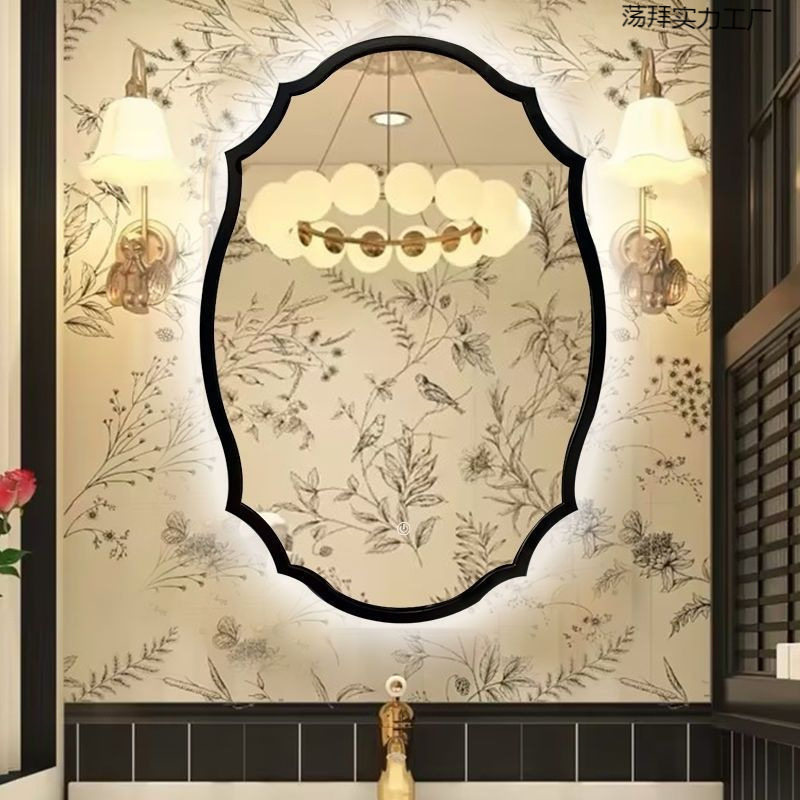 法式镜子复古卫生间壁挂浴室镜梳妆镜智能美式玄关装饰