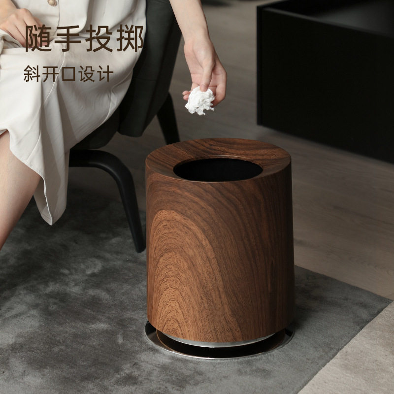 大号垃圾桶家用高级感卧室客厅卫生间垃圾篓创意仿木纹双桶垃圾筒