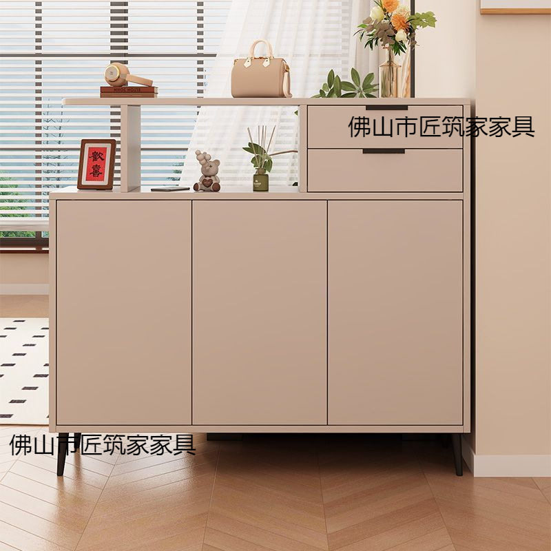 新款双面置物柜奶油风收纳柜实木玄关柜鞋柜一体家用门口客厅隔断