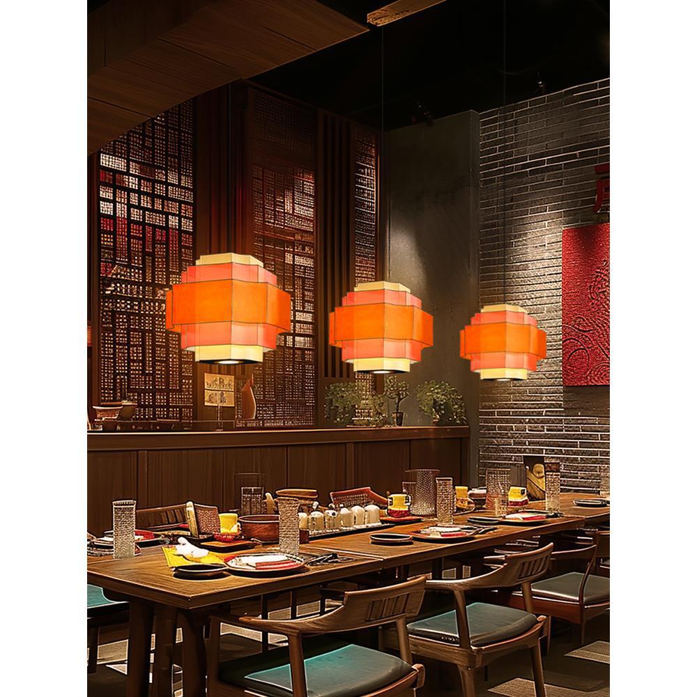古镇工厂网红餐饮饭店餐桌吊灯带射灯商用火锅店烧烤店包间圆桌灯