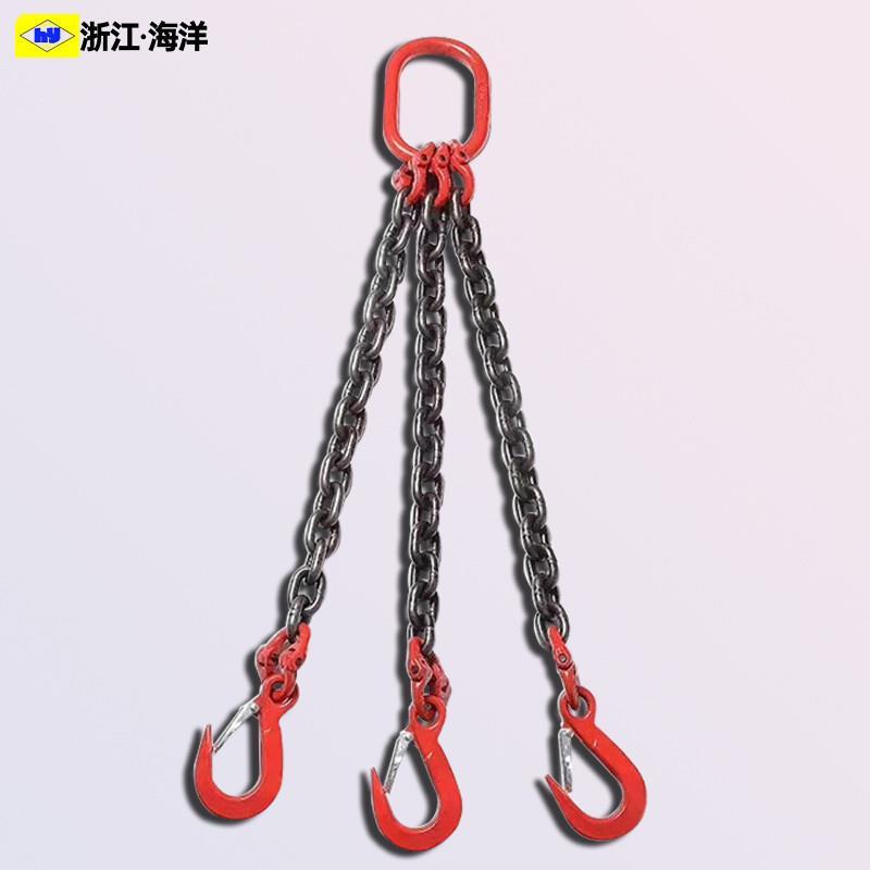 G80锰钢三腿链条吊索具起重吊装链条组合索具起重链条吊钩组合吊