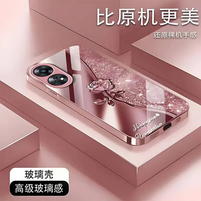 璀璨玫瑰适用OPPOReno9手机壳新款PHM110防摔镜头全包男女带挂绳液态玻璃硬壳保护套高级感时尚个性小众情侣