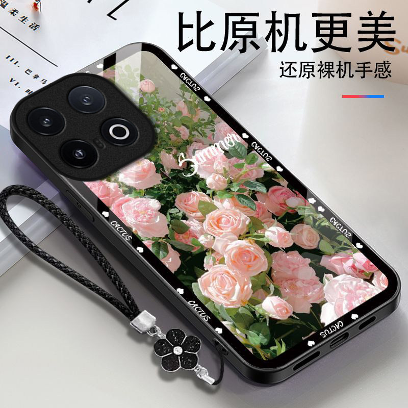 玫瑰花适用iQOO15Ultra手机壳iqoo13新款iqoo12/11s/10高级iqoo9pro玻璃iq8/7硬壳iqoou5e液态iqooU3x/u1x