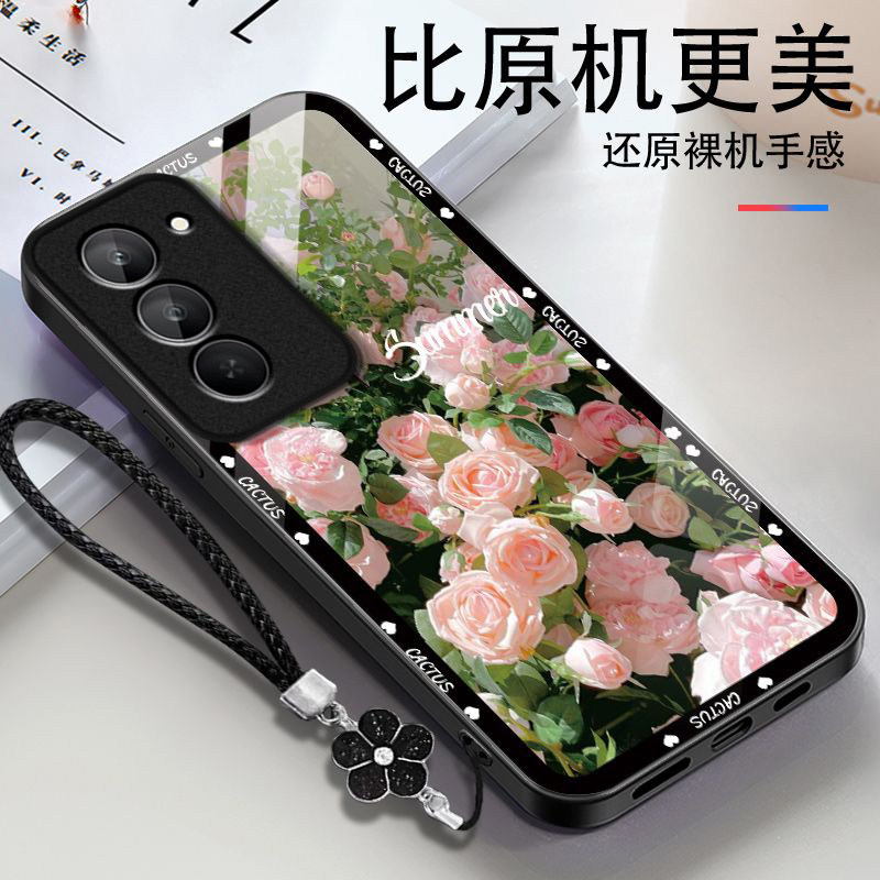 玫瑰花适用红米Note15R手机壳红米Note14/13/12pro+新款12/11r玻璃note10/9高级5g防摔11se硬壳turbo3/4Pro