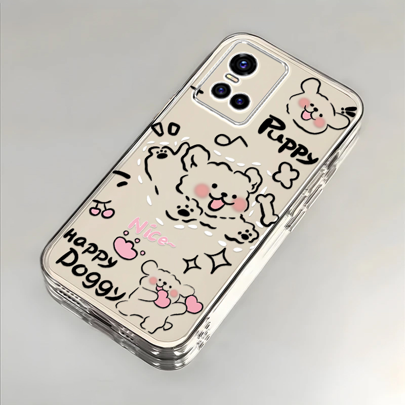 奔跑小狗适用vivoS10手机壳新款V2121A防摔镜头全包男女挂绳创意透明保护套高级感时尚软壳个性网红同款情侣