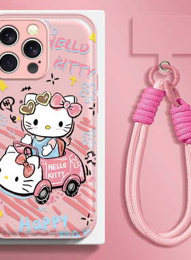 开车猫咪适用苹果17promax手机壳iPhone16e/15pro新款14plus女ip13pro全包防摔12气垫壳11高级小众马年带挂绳