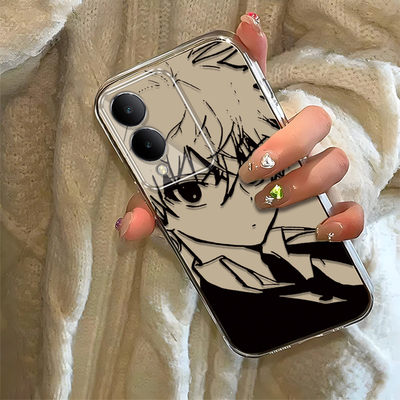 素描奇犽适用vivoY36m手机壳新款V2318A防摔镜头全包男女挂绳创意透明保护套高级感时尚软壳个性网红同款情侣