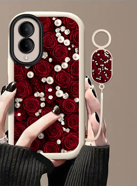 珍珠玫瑰适用vivoY36s手机壳y36i新款y35m+高级y33/y31/y3s全包y32/y30/y20防摔y36c软壳y33e保护y305g带挂绳