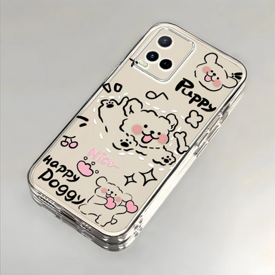 奔跑小狗适用vivoY32手机壳新款V2158A防摔镜头全包男女挂绳创意透明保护套高级感时尚软壳个性网红同款情侣