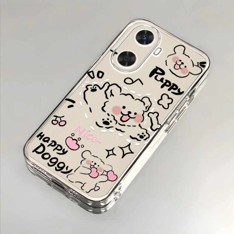 奔跑小狗适用华为畅享60手机壳新款MGA-AL40防摔镜头全包男女挂绳创意透明软壳保护套高级感时尚个性小众情侣