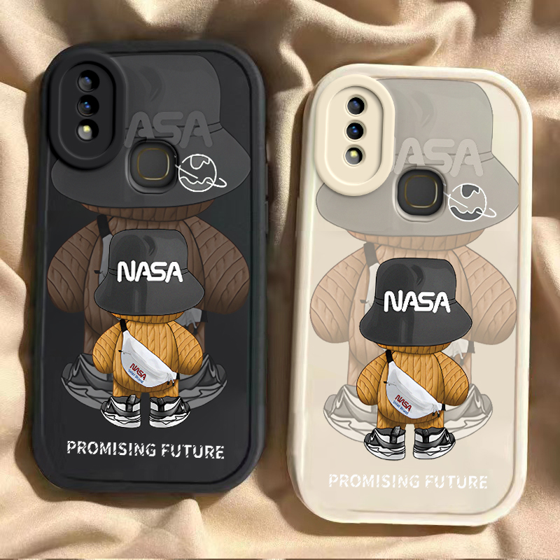 背影潮熊vivoy85手机壳y85a男女新款硅胶软壳y89全包镜头情侣防摔套潮款