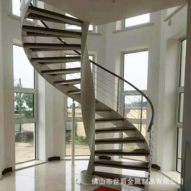 双梁旋转楼梯室内复式阁楼楼梯整体弧形钢结构楼梯户外工程楼梯