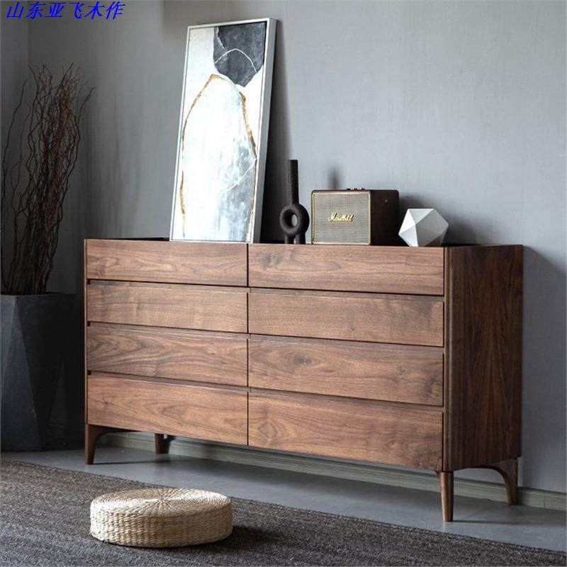 北美黑胡桃八斗柜 北欧原木电视橱储物收纳抽屉 轻奢简约卧室床尾