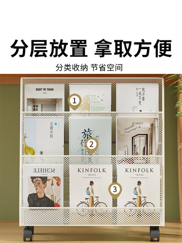 2026报刊架阅读报刊宣传展示架儿童书架可移动落地一体靠墙杂志收
