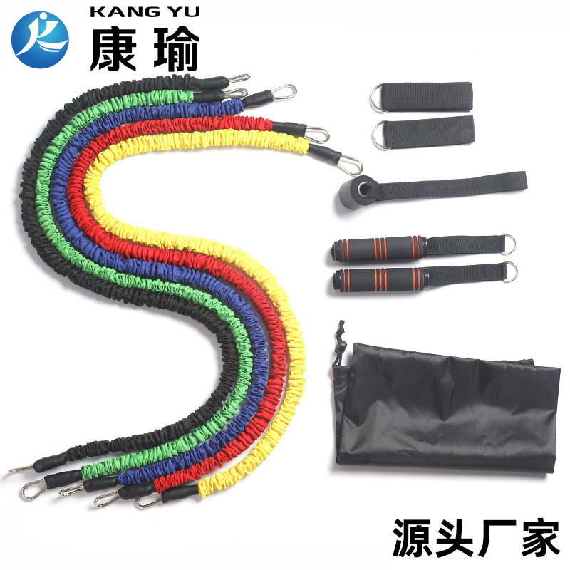 源头厂家防断拉力器套带乳胶拉力绳11件套拉力器