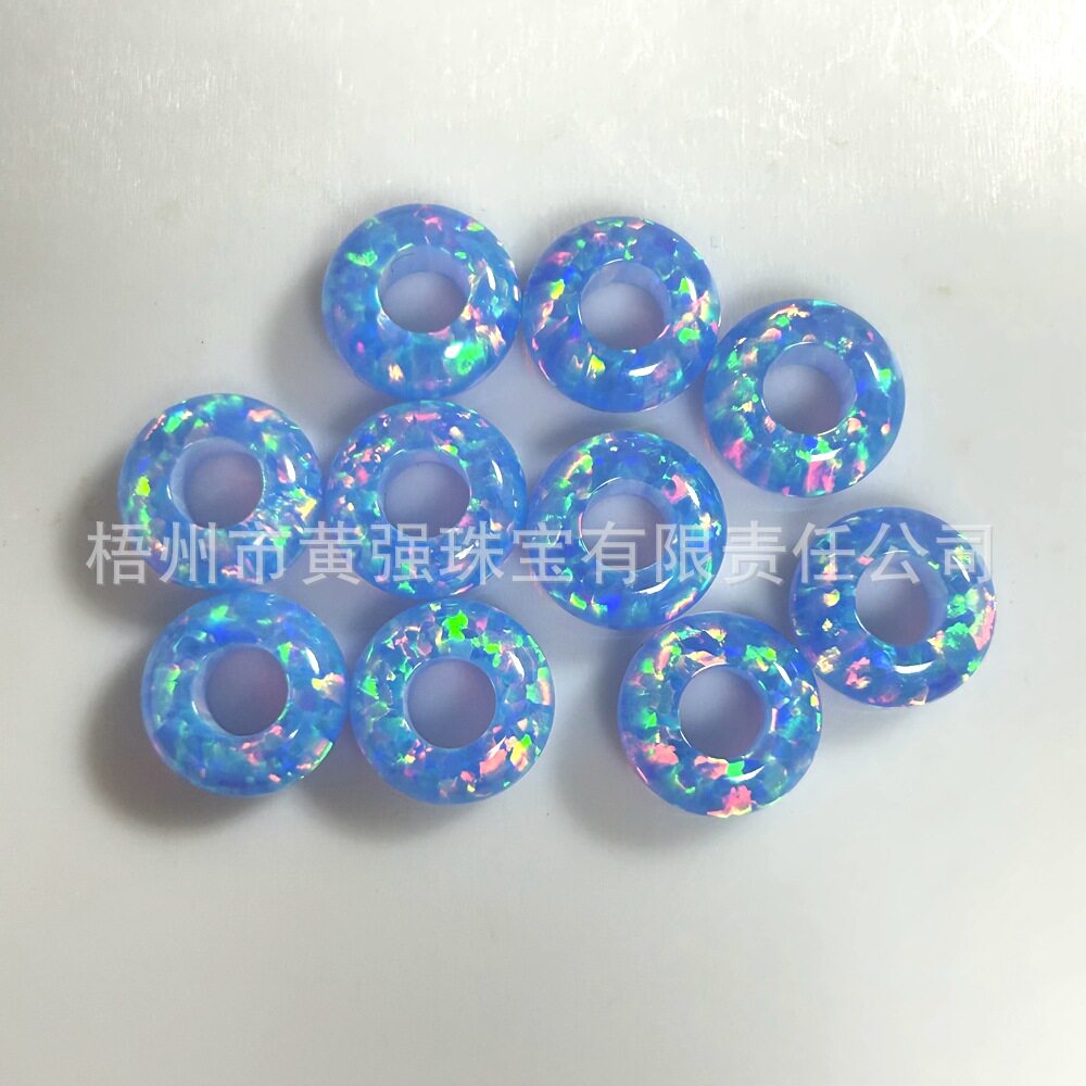 潘家散珠现货欧珀大孔珠全孔紫色彩虹半透澳宝 人造澳宝果冻欧泊