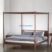 黑胡桃木新中式 架子床四柱实木原木双人床1.8米 民宿客栈酒店家具