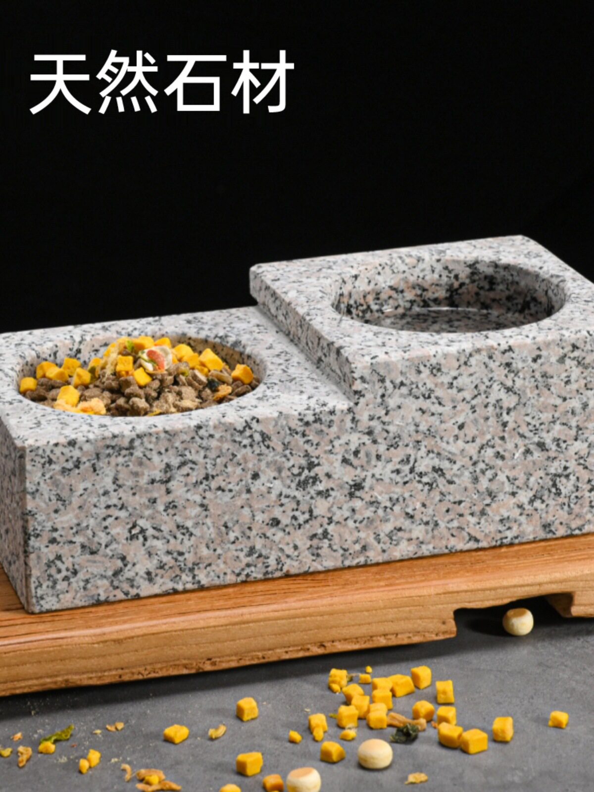 2026防打翻石头双碗双槽扒拉不动狗碗猫碗食槽食盆水盆宠物用品