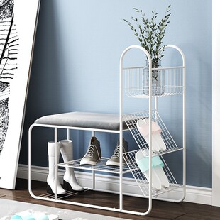 北欧入户门换鞋凳鞋柜一体家用门口简约现代软包坐垫穿鞋凳带鞋架