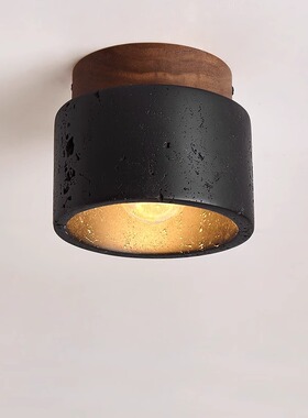 北欧简约个性过道吸顶灯黑洞石极简黑色走廊入户家用中古阳台灯具