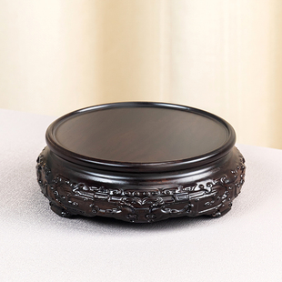 实木质花盆底座大花瓶盆栽佛像茶壶圆形酒坛垫鱼缸摆件红木托架