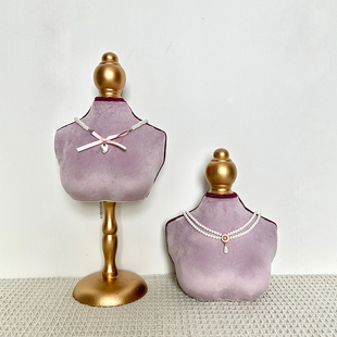 复古人像模特首饰架木制珠宝饰品陈列架珍珠项链收纳展示道具地摊