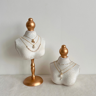 复古人像脖子首饰架模特木制珠宝饰品陈列架珍珠项链收纳展示道具