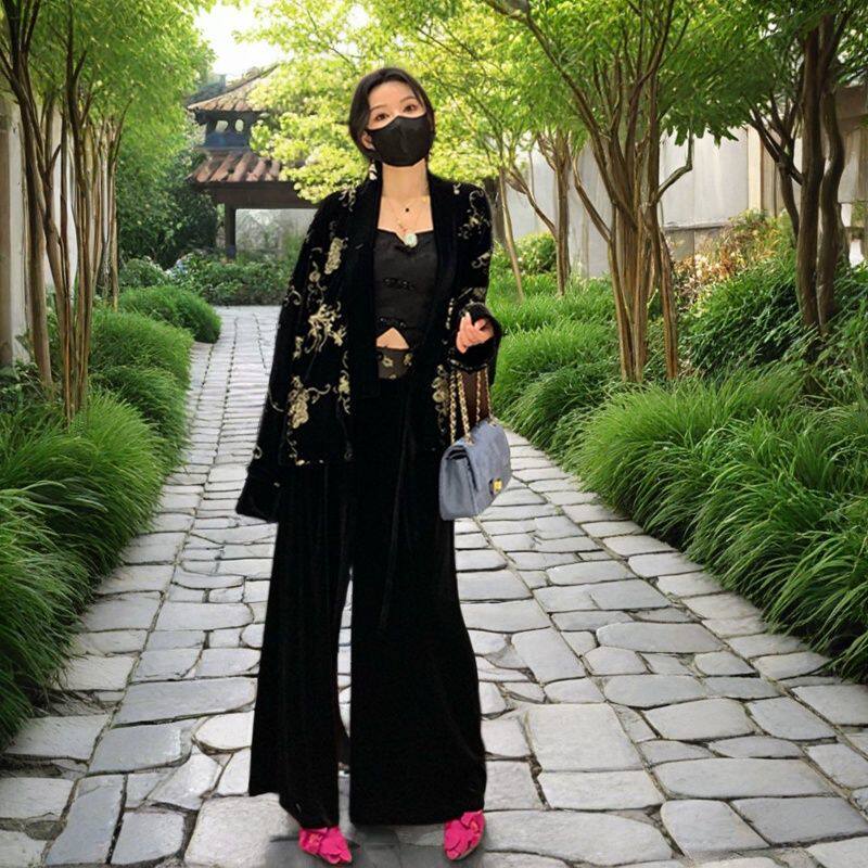 新中式国风丝绒外套女早