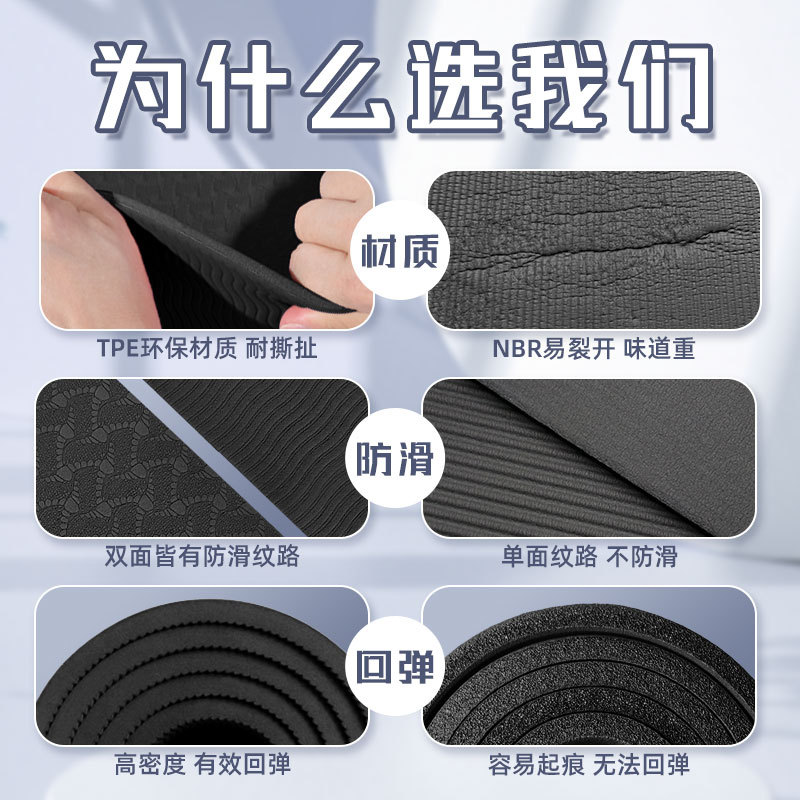 瑜伽垫男士厚宽健身垫加厚家用地垫跳绳减震垫运动防滑隔音防震