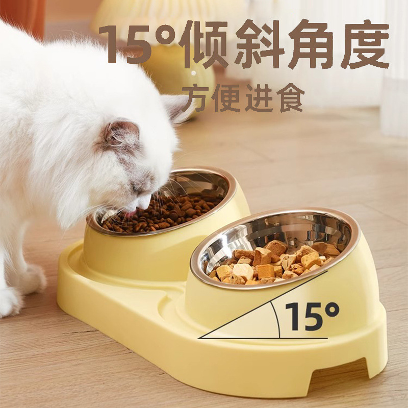 猫碗狗食盆双碗狗狗碗饭盆猫咪饭碗斜口防打翻水碗猫粮碗宠物用品