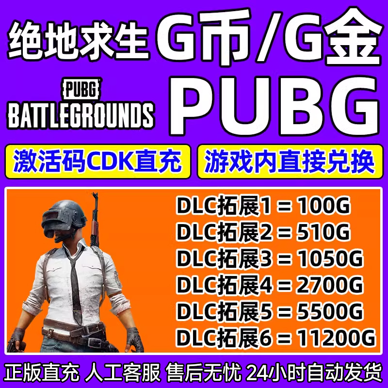 pubgg币充值绝地求生g币cdk兑换码G币充值CDKey皮肤吃鸡gb充值cdk