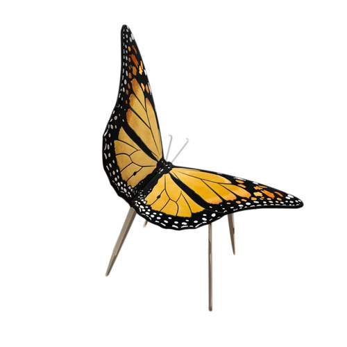 蝴蝶单椅轻奢高档304不锈钢创意艺术设计感餐椅客厅高级感休闲椅-封面