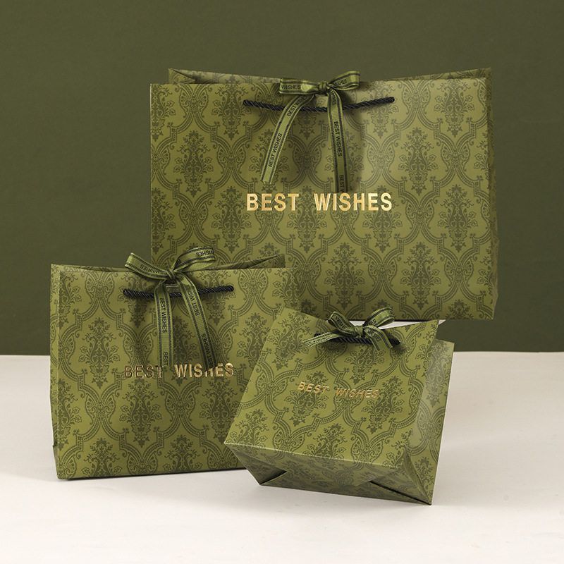 复古ins风绿色手提袋轻奢礼品袋