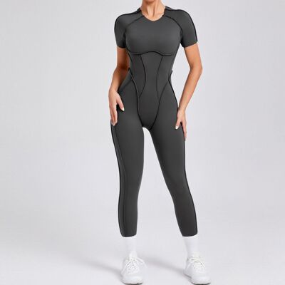 BetterMe同款立体镂空短袖连体健身服一体式瑜伽连体衣长裤带胸垫